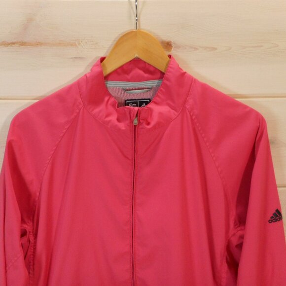Adidas Womens size L Climaproof Wind Jacket L Bright Pink Full Zip Front Pockets - Picture 2 of 13